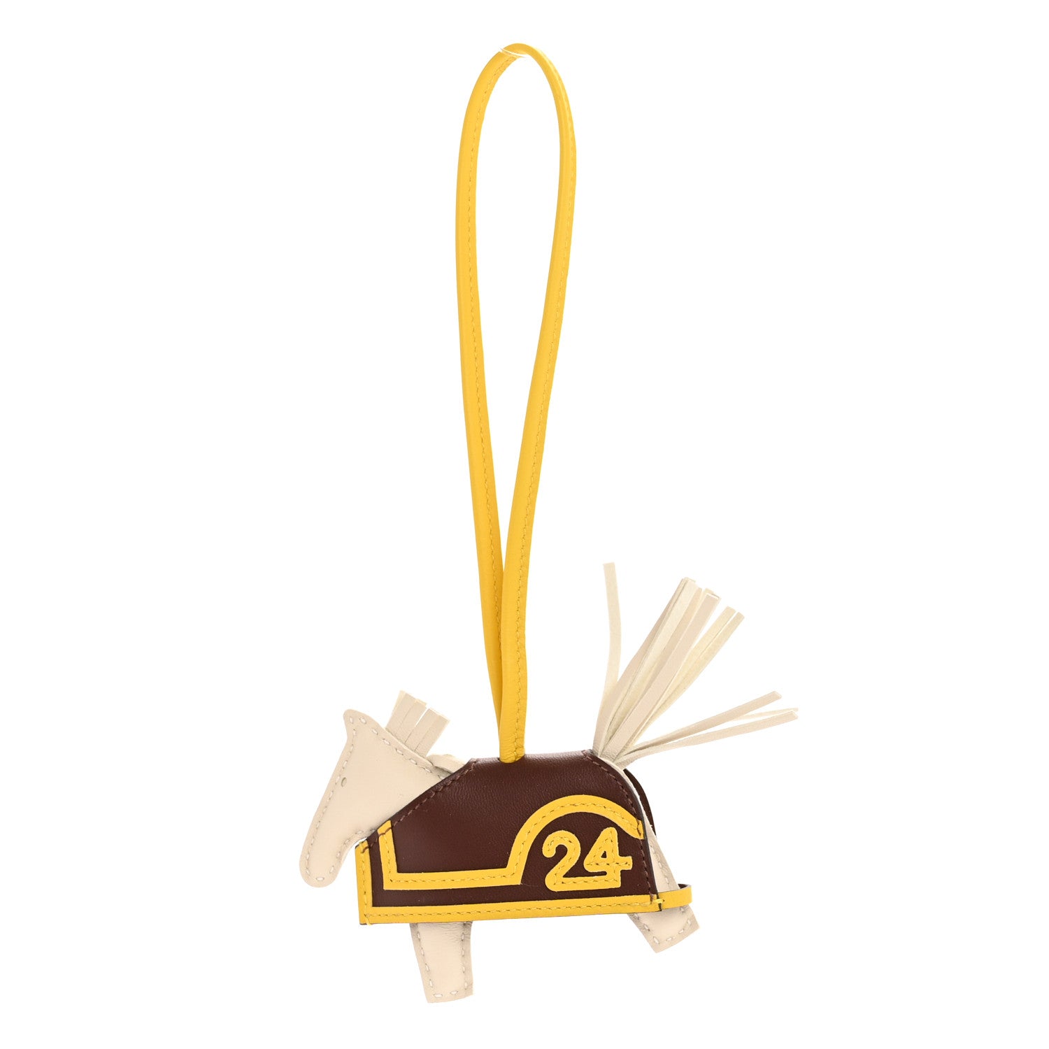 Hermes Milo Lambskin Grigri Rodeo Robeo 24 Bag Charm PM Craie Terre Jaune De Naples 1 of 5