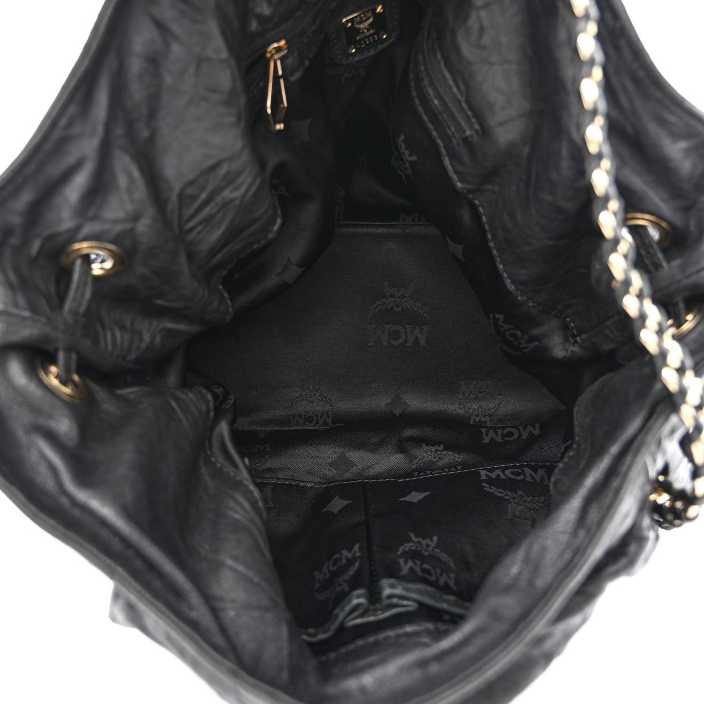 Calfskin Chain Hobo Black