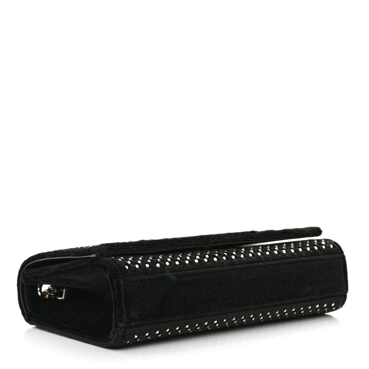 Saint Laurent Velvet Crystal Studded Monogram Small Kate Satchel Black 4 of 10