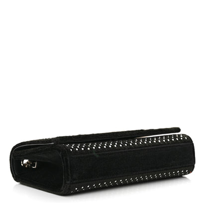 Saint Laurent Velvet Crystal Studded Monogram Small Kate Satchel Black 4 of 10