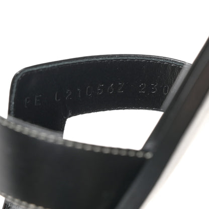 Hermes Box Calfskin Oran Sandals 36 Black 5 of 9