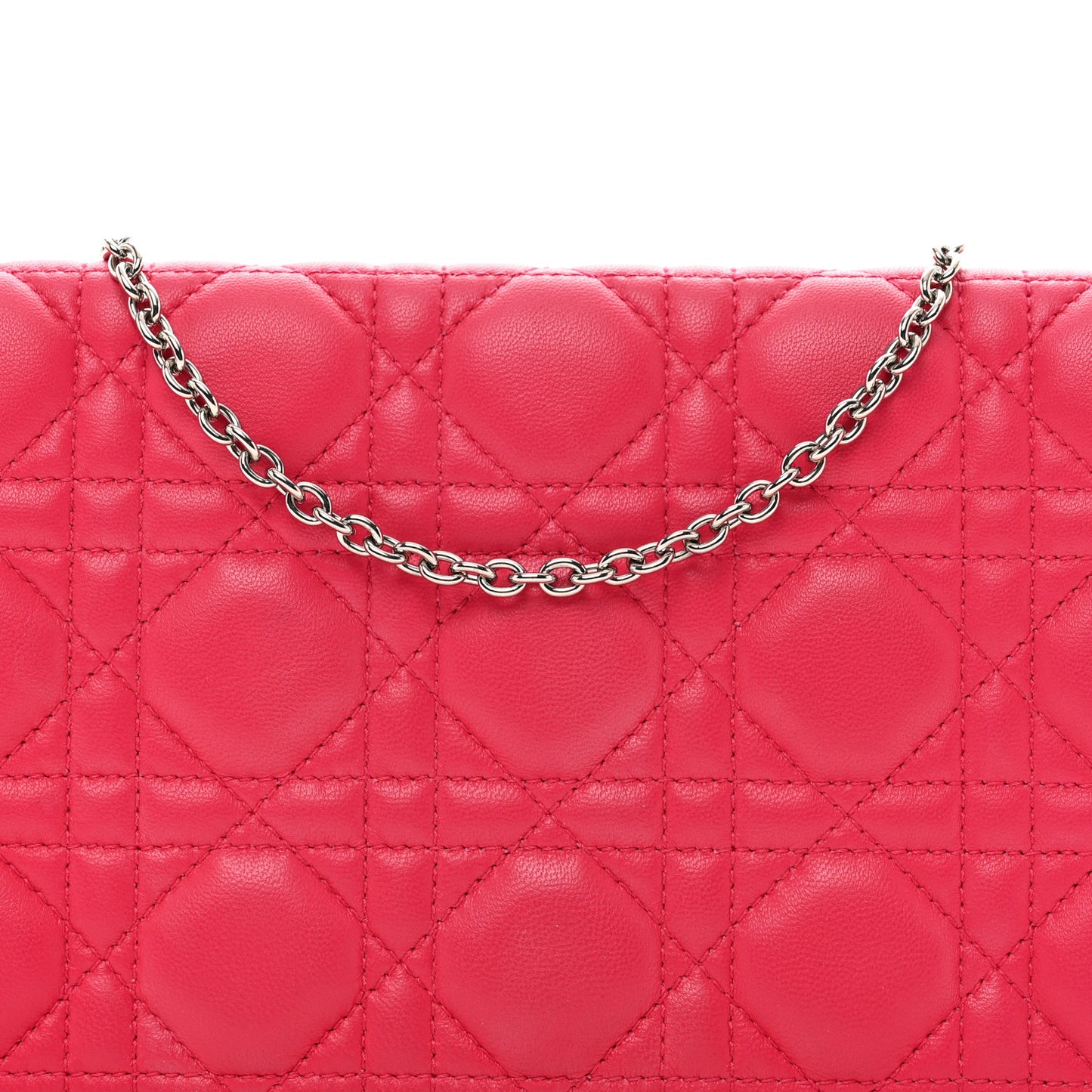 Lambskin Cannage Lady Dior Convertible Clutch Fuchsia