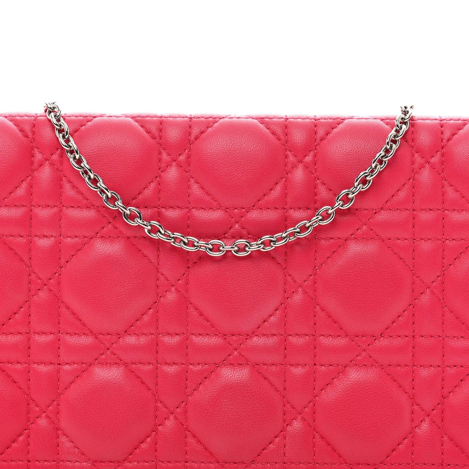 Christian Dior Lambskin Cannage Lady Dior Convertible Clutch Fuchsia 5 of 11