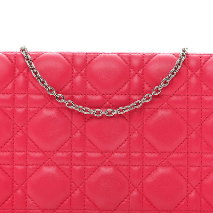 Christian Dior Lambskin Cannage Lady Dior Convertible Clutch Fuchsia 5 of 11