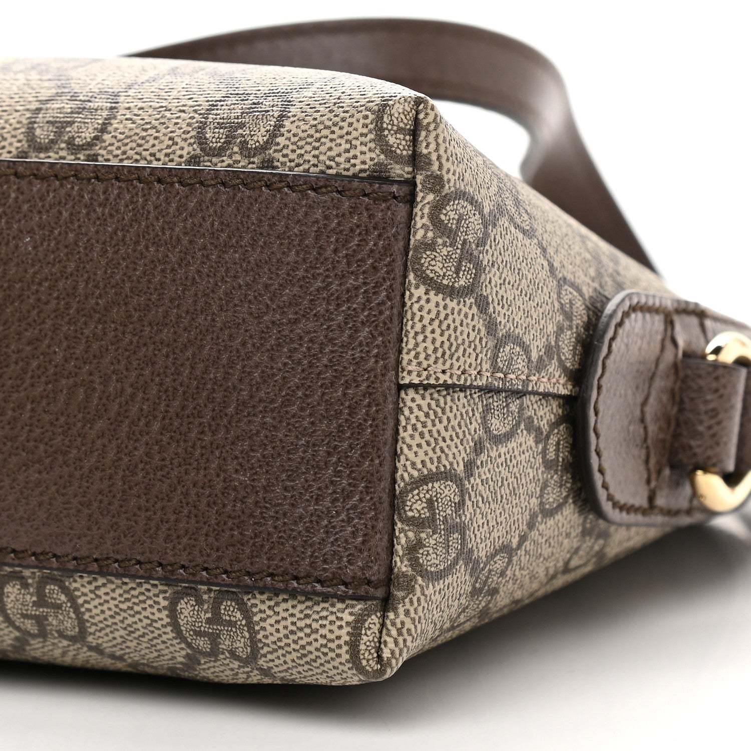 Gucci GG Supreme Monogram Textured Dollar Calfskin Web Small Ophidia Dome Shoulder Bag Beige Ebony New Acero 9 of 9
