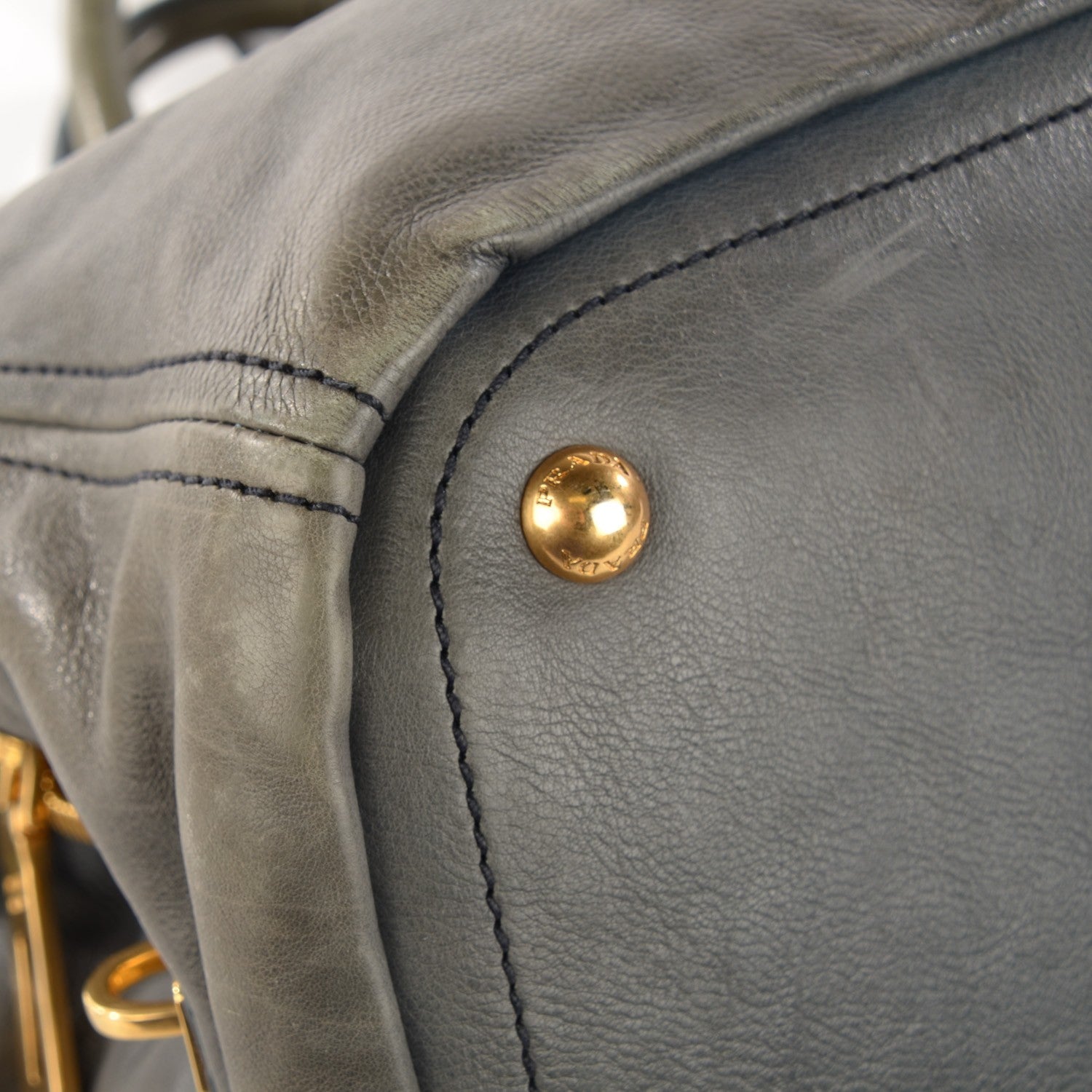 Prada Glace Calf Frame Satchel Avio 6 of 12