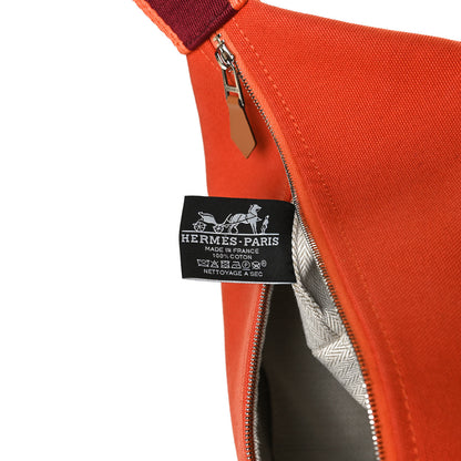 Hermes Canvas Large Bride-A-Brac Pouch Orange Feu Burgundy 6 of 11