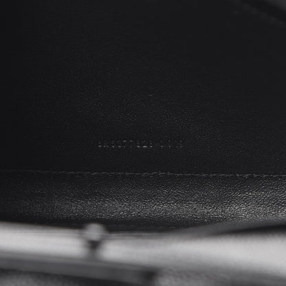 Saint Laurent Grain De Poudre Matelasse Chevron Monogram Chain Wallet Black 6 of 9