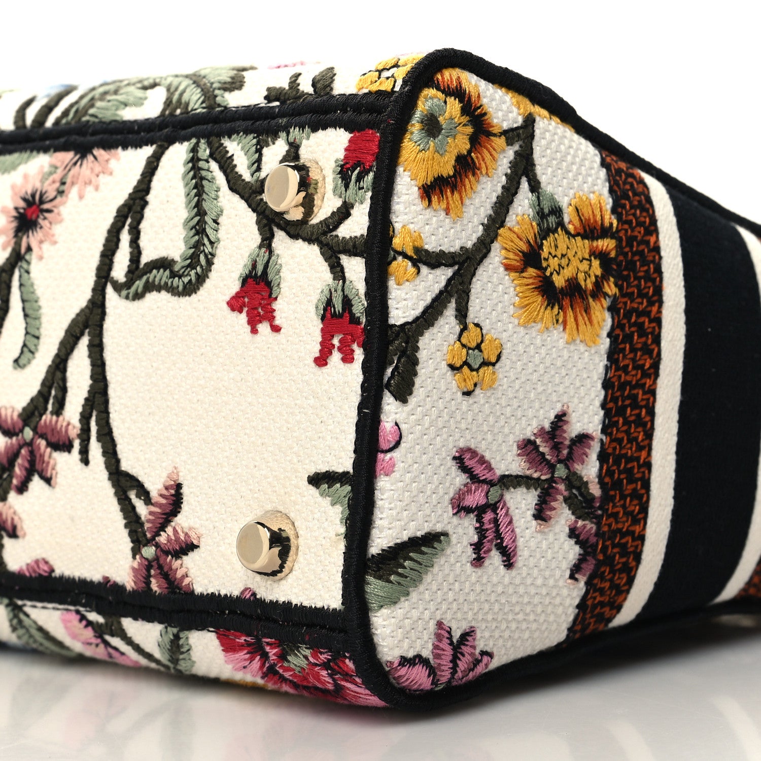 Christian Dior Canvas Petites Fleurs Embroidered Medium Lady D-Lite White Multicolor 10 of 11