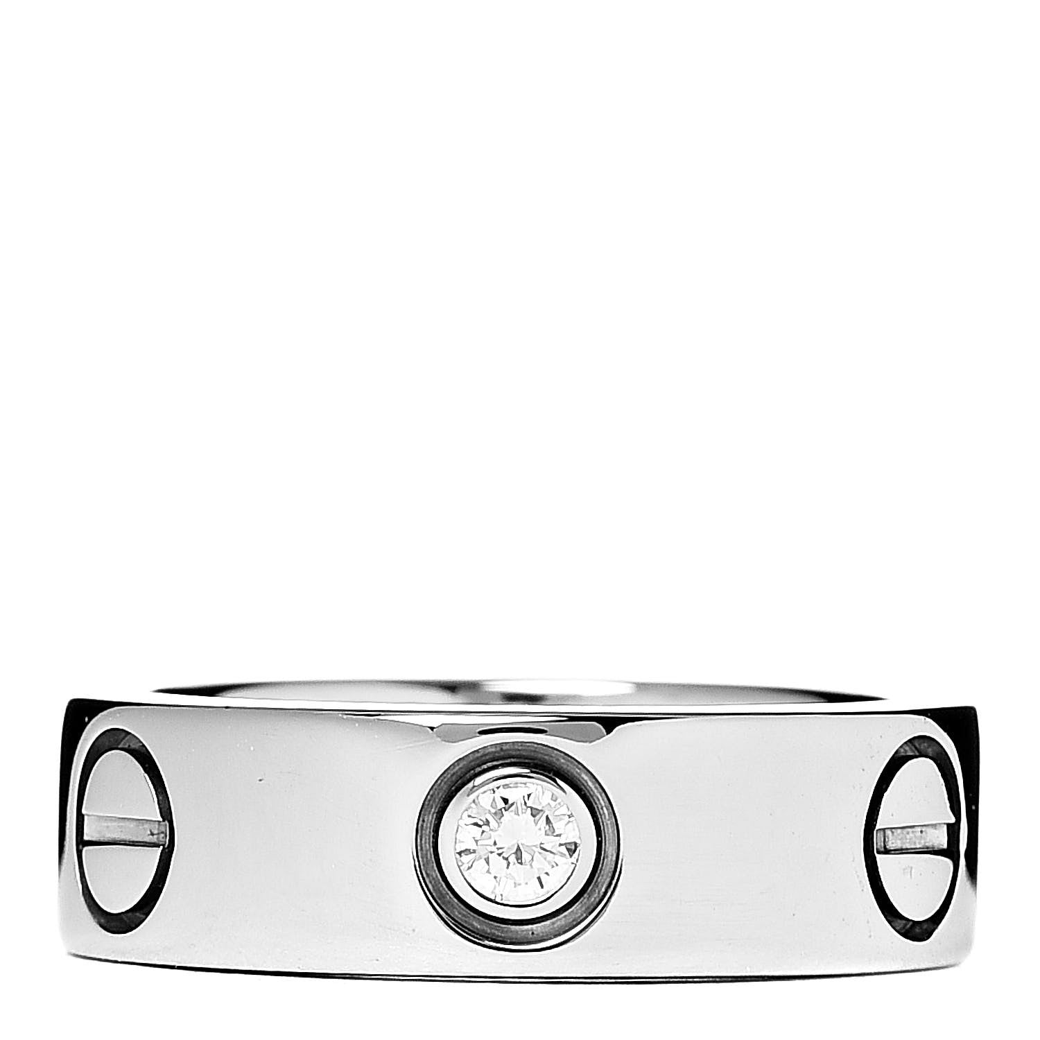 Cartier 18K White Gold 3 Diamond 5.5mm LOVE Ring 48 4.5 1 of 4