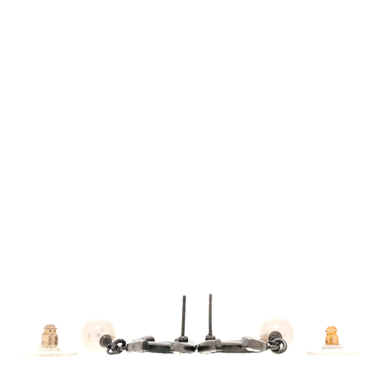 Ruthenium Crystal Pearl CC Drop Earrings