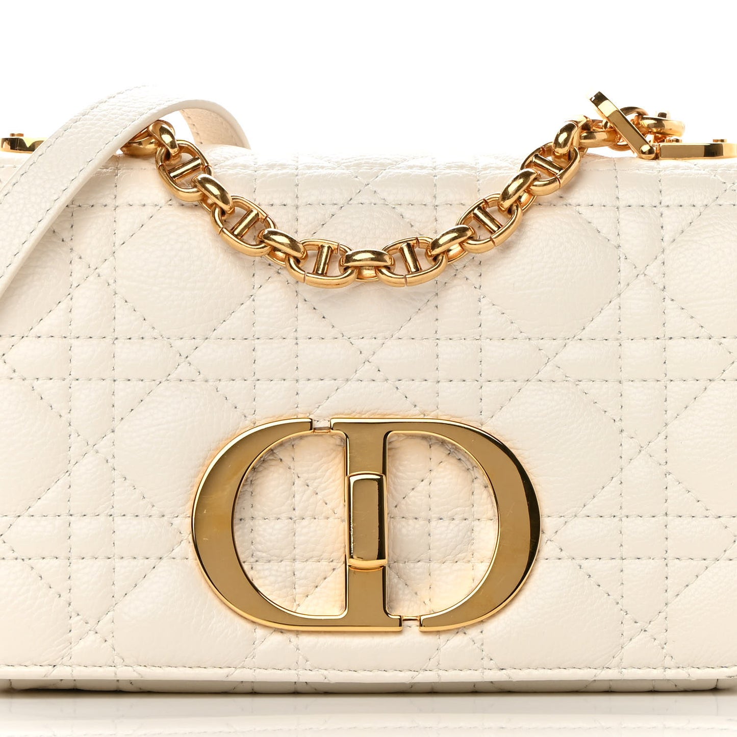 Calfskin Cannage Small Caro Bag Ivory