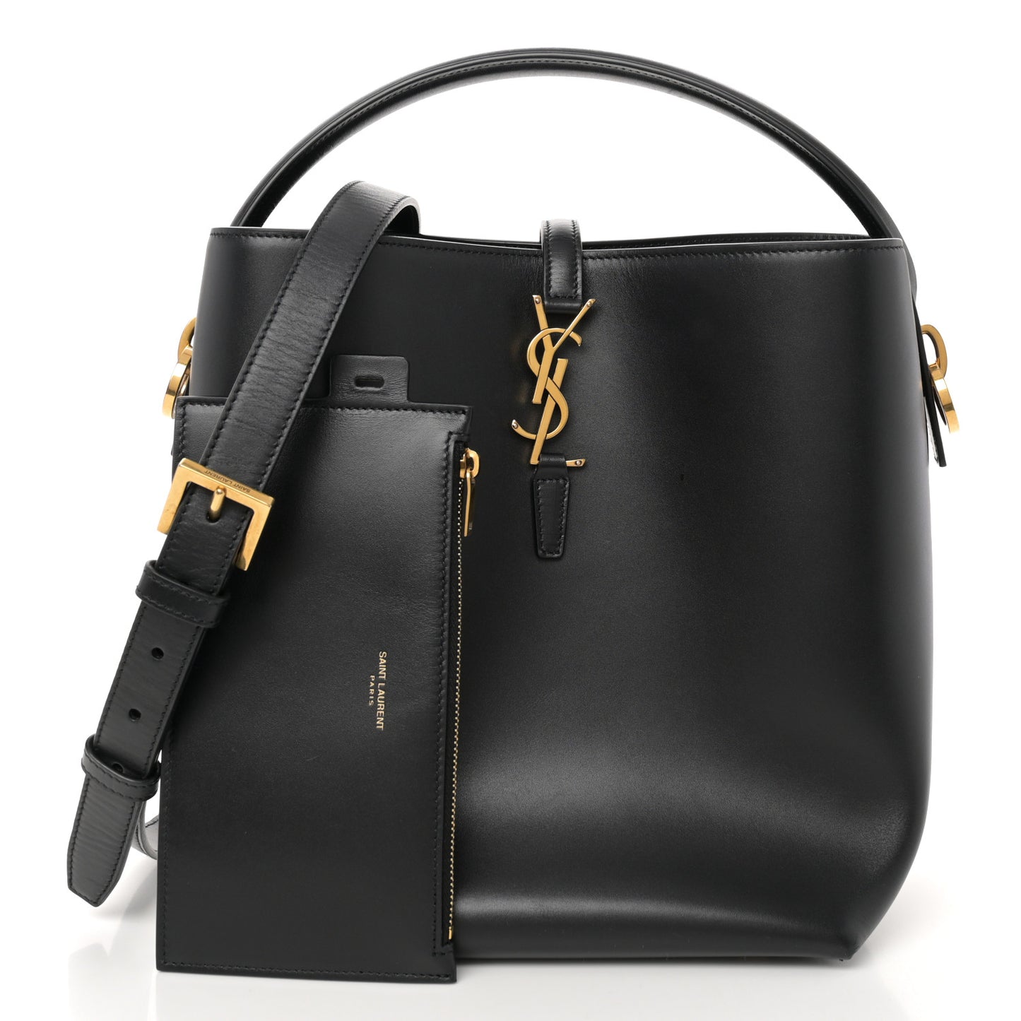 Smooth Shiny Calfskin Monogram Le 37 Bucket Bag Black