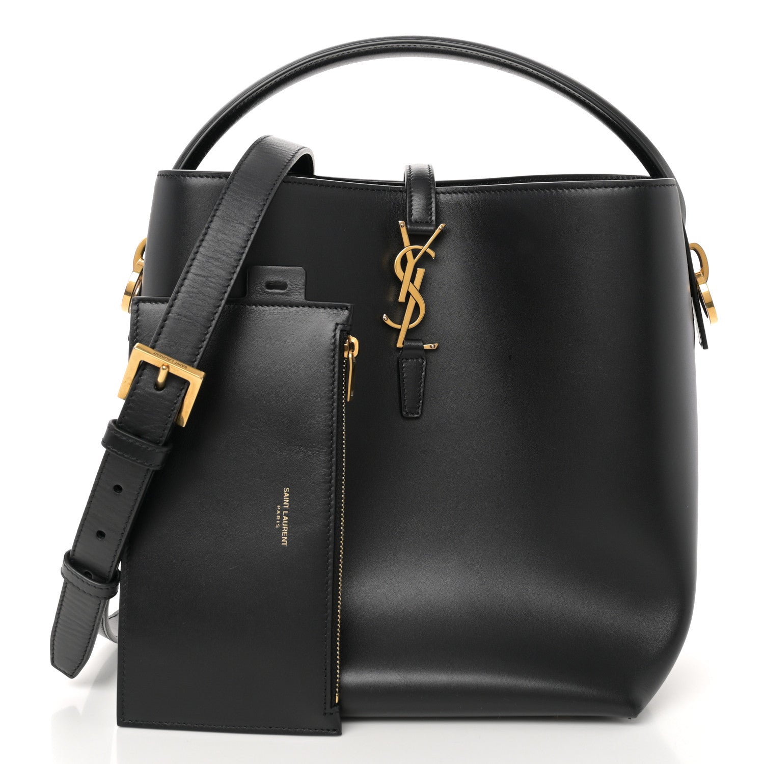 Saint Laurent Smooth Shiny Calfskin Monogram Le 37 Bucket Bag Black 3 of 11