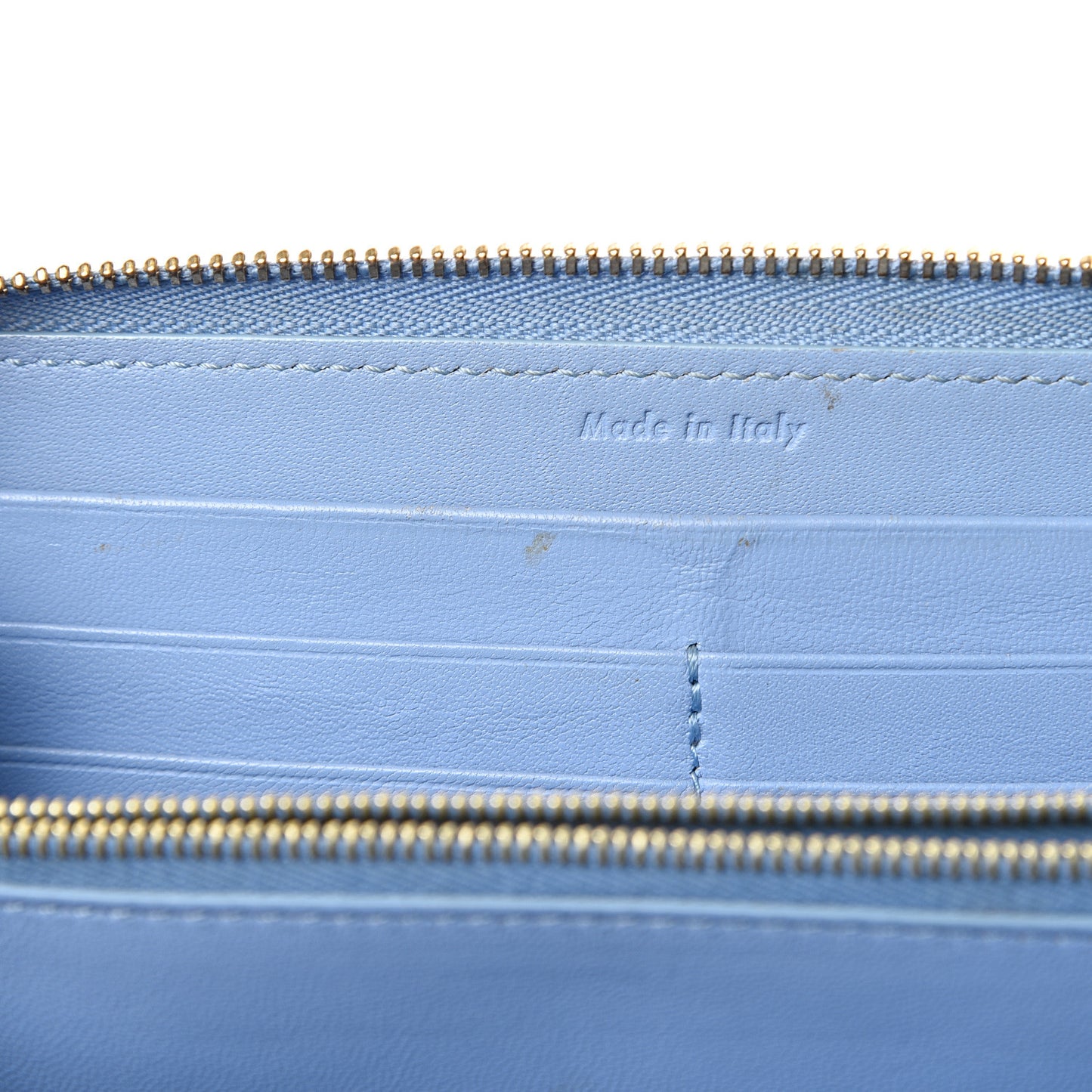 Lambskin Large Zip Around Multifunction Wallet Blue Lavender