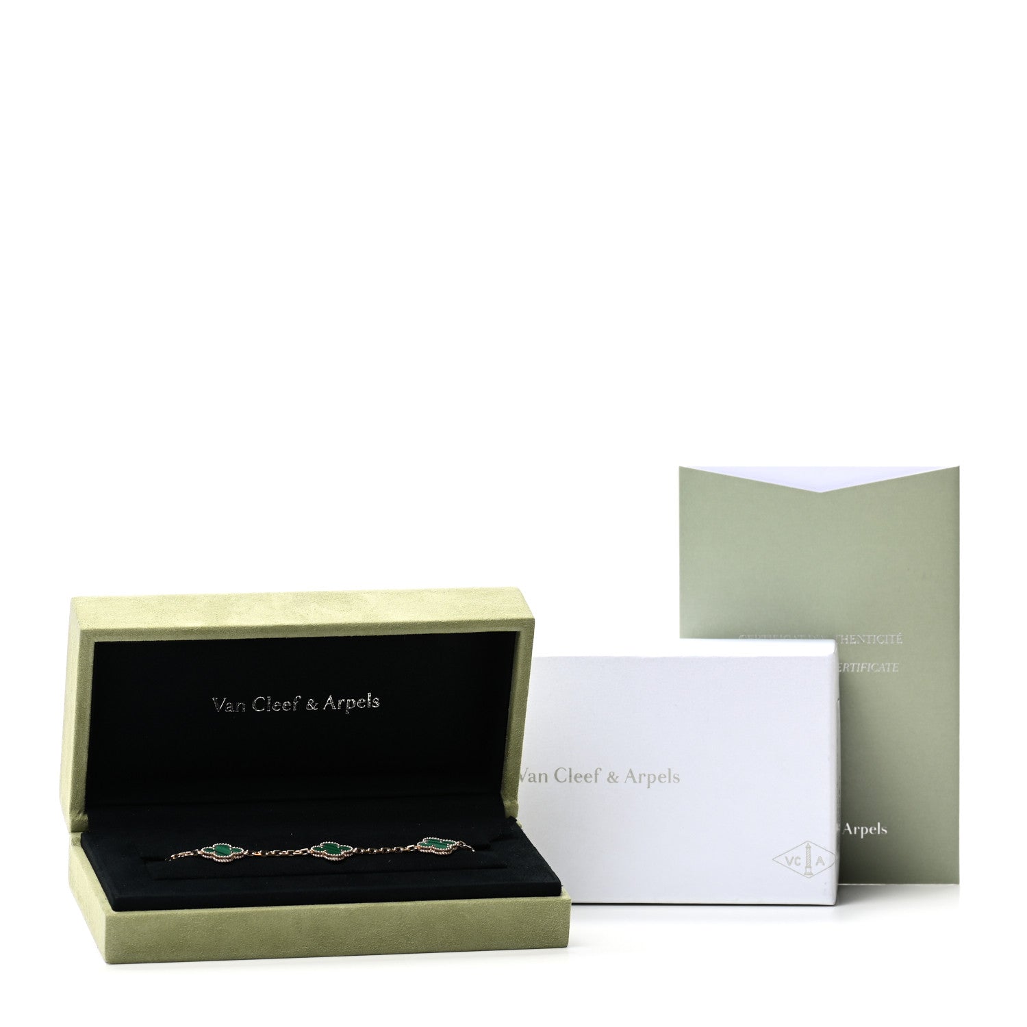 Van Cleef & Arpels 18K Yellow Gold Malachite 5 Motifs Vintage Alhambra Bracelet 6 of 6
