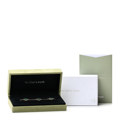 Van Cleef & Arpels 18K Yellow Gold Malachite 5 Motifs Vintage Alhambra Bracelet 6 of 6