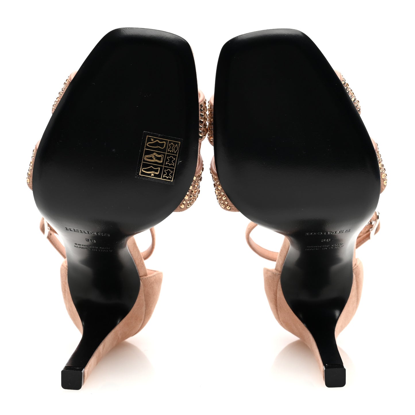 Suede Goatskin Crystal Joy 105 Sandals 39 Nude