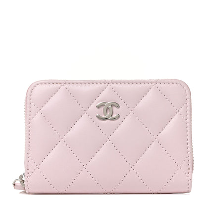 Chanel Lambskin Quilted Zip Around Coin Purse Wallet Light Pink 1 of 10