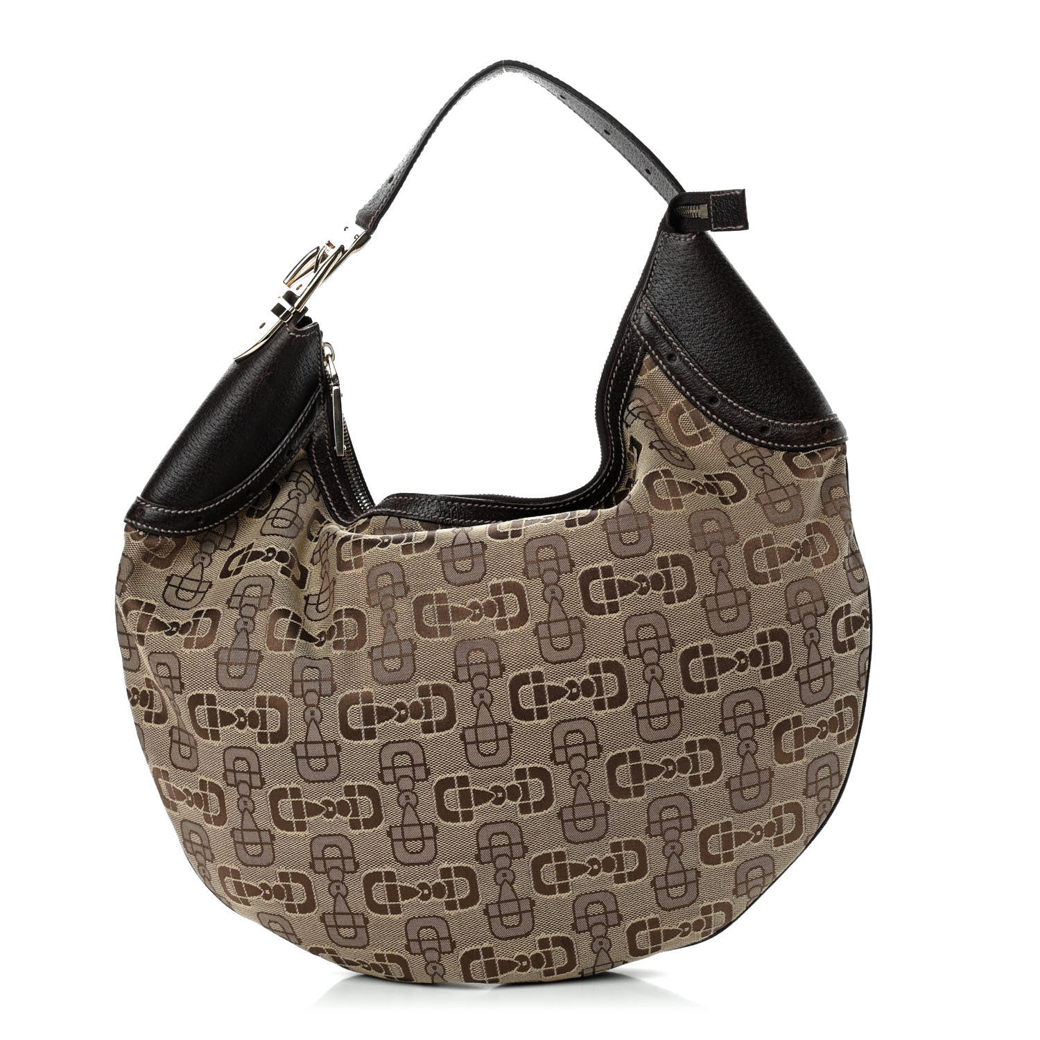 Gucci Canvas Horsebit Glam Hobo Dark Brown 1 of 10