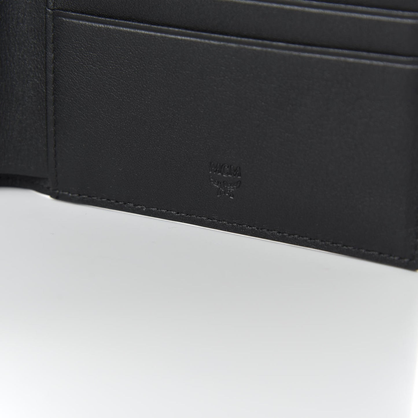 Calfskin Studded Robot Bi-Fold Wallet Black