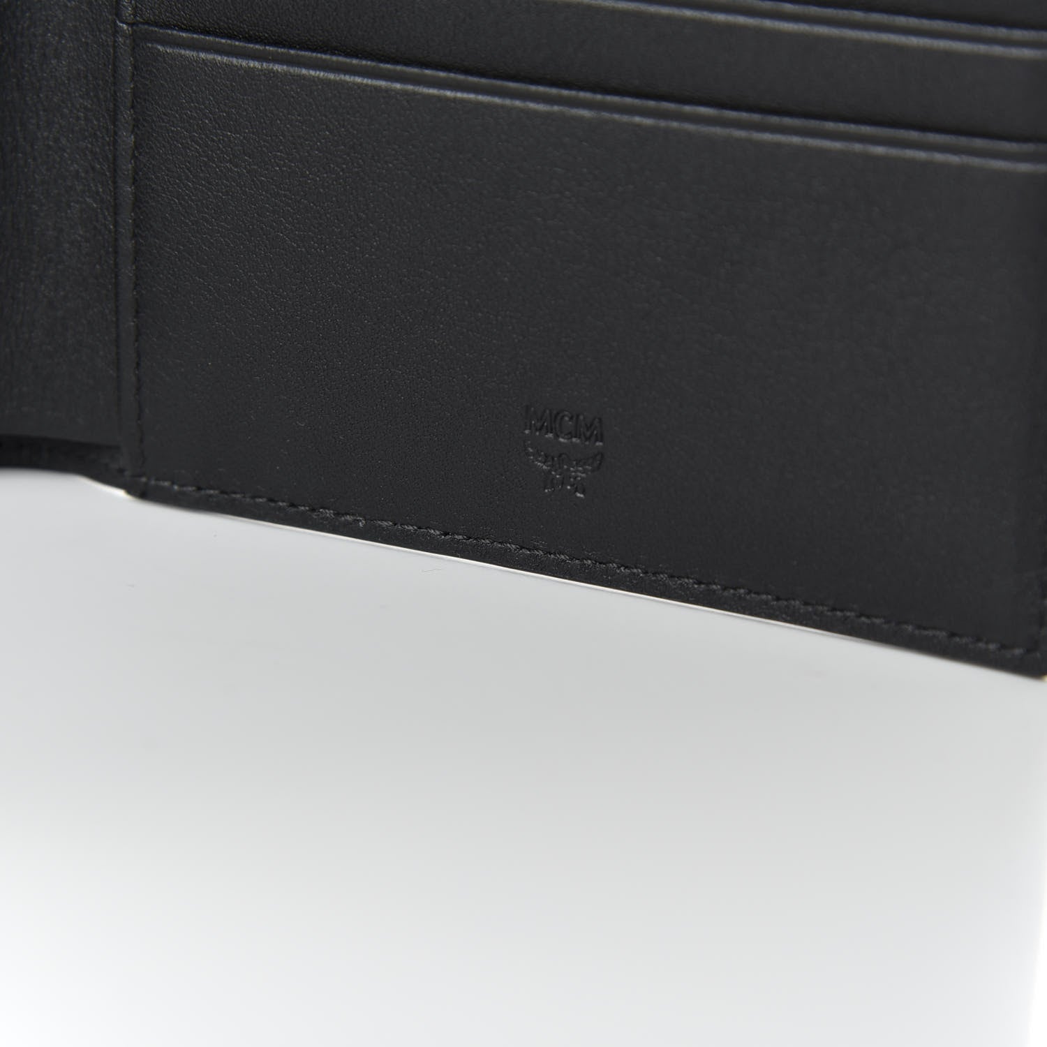 MCM Calfskin Studded Robot Bi-Fold Wallet Black 6 of 8