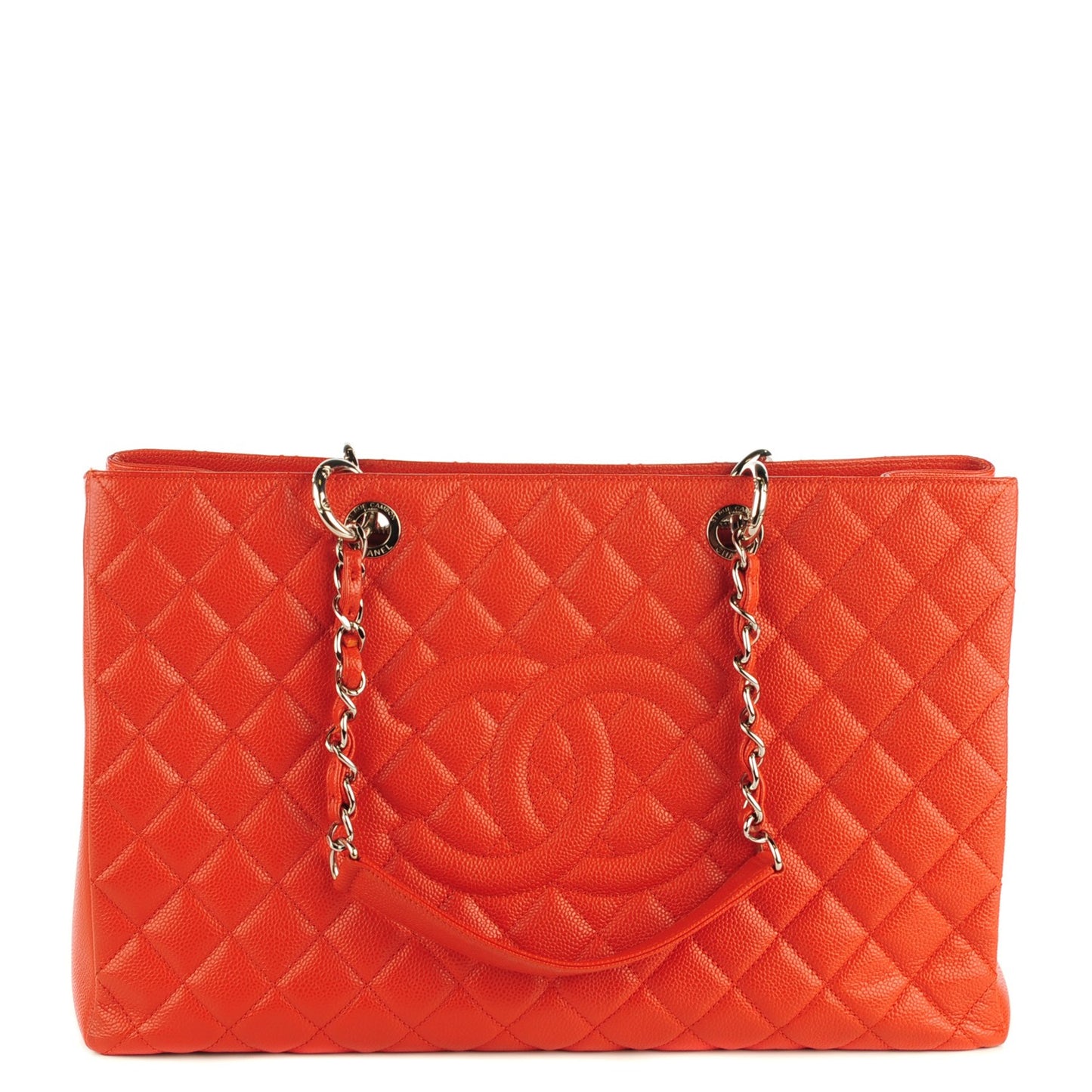 Caviar Quilted XL Grand Shopping Tote GST Orange