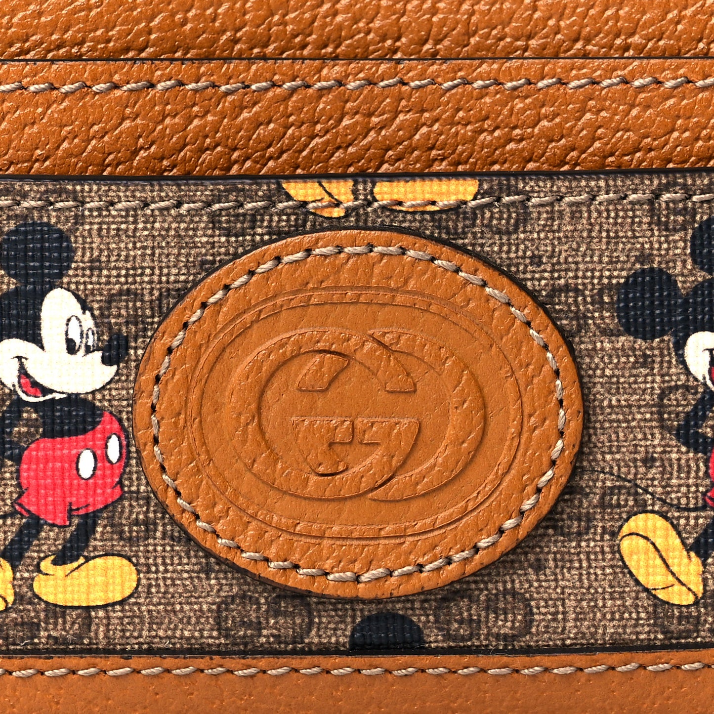 X DISNEY Mini Vintage GG Supreme Monogram Mickey Mouse Card Holder Beige Vintage Sun Oil