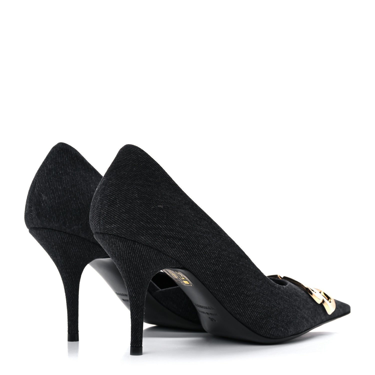 Balenciaga Denim BB D'Orsay Pointed Toe Knife 80mm Pump 39 Black 4 of 14