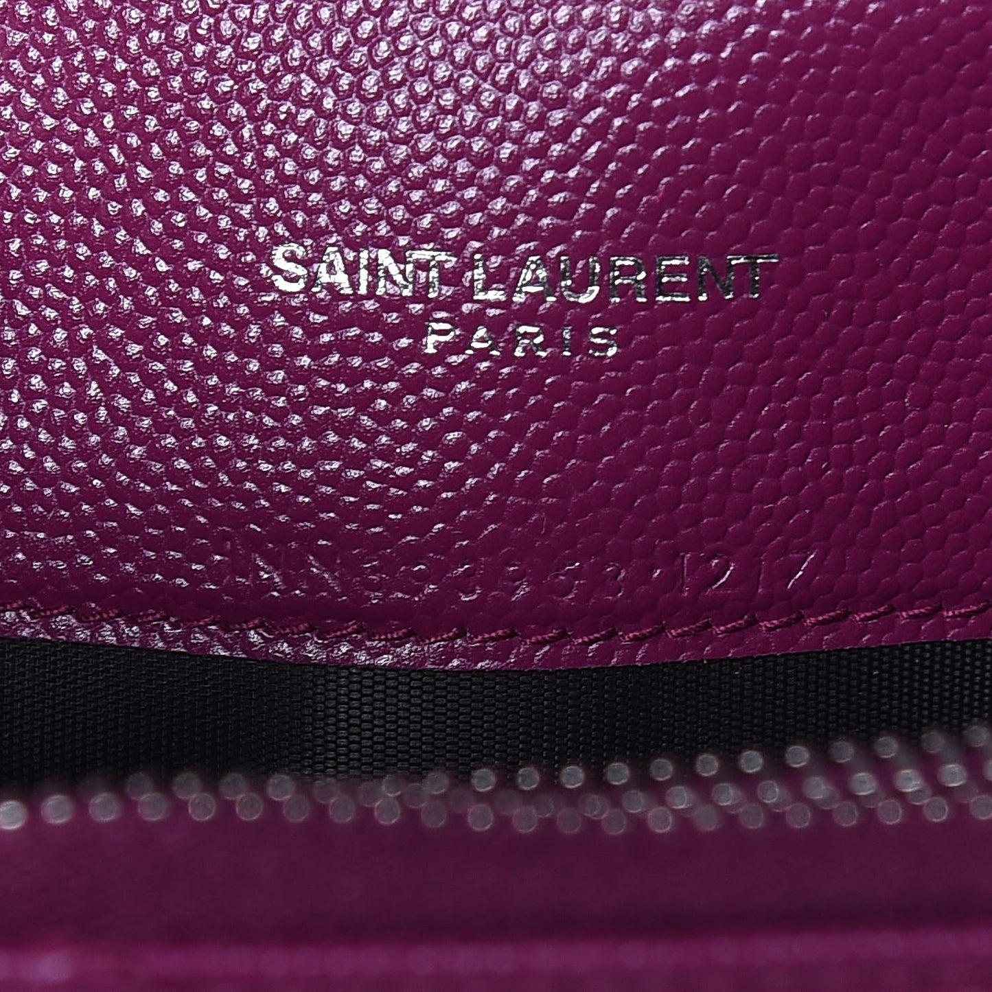 Grain De Poudre Matelasse Chevron Monogram Envelope Chain Wallet Dark Grape