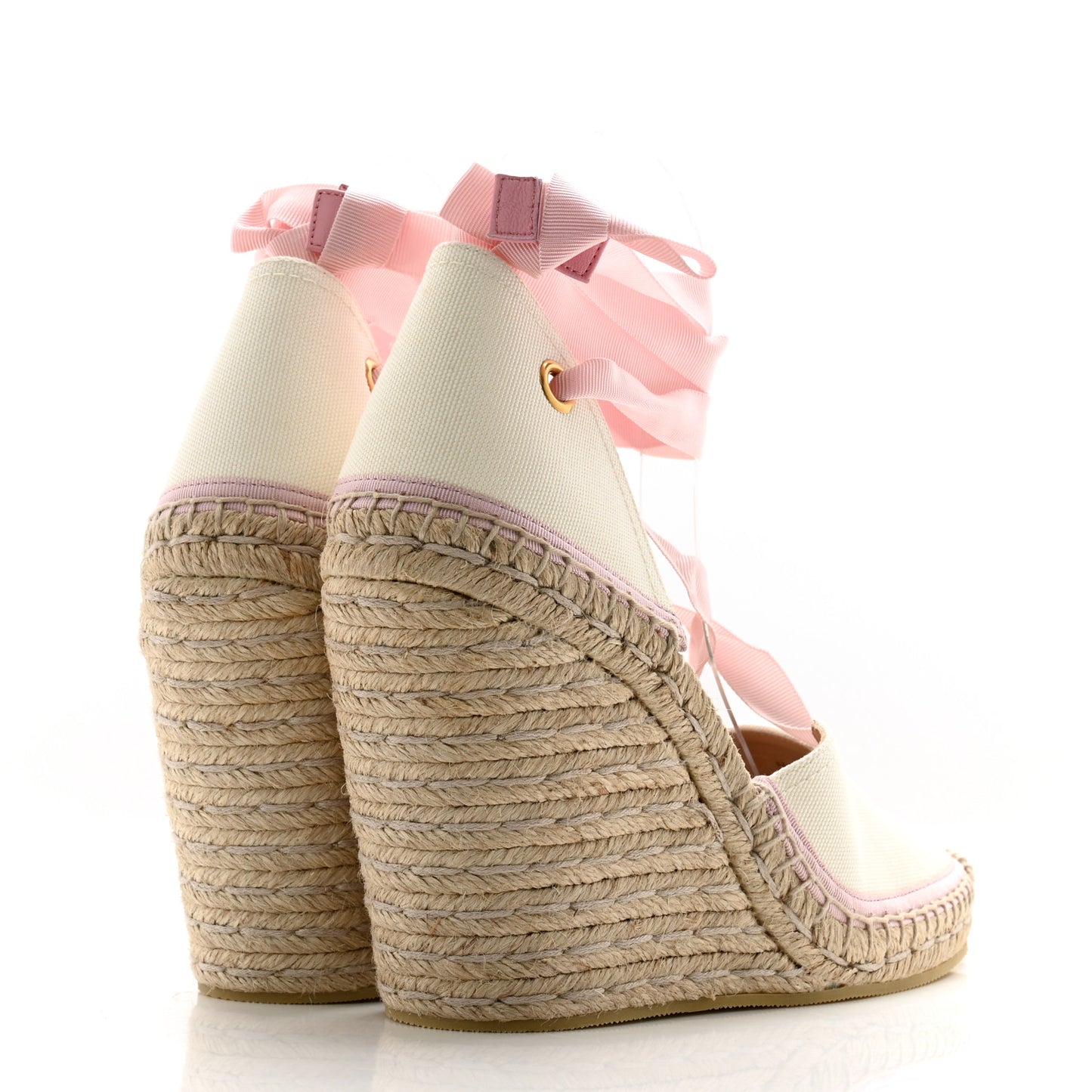 Canvas Grossgrain Embroidered Judit Ankle Wrap Platform 35/120mm Espadrille Wedges 39 White Shell