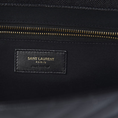 Saint Laurent Grain De Poudre Matelasse Chevron Large Monogram Satchel Black 6 of 10