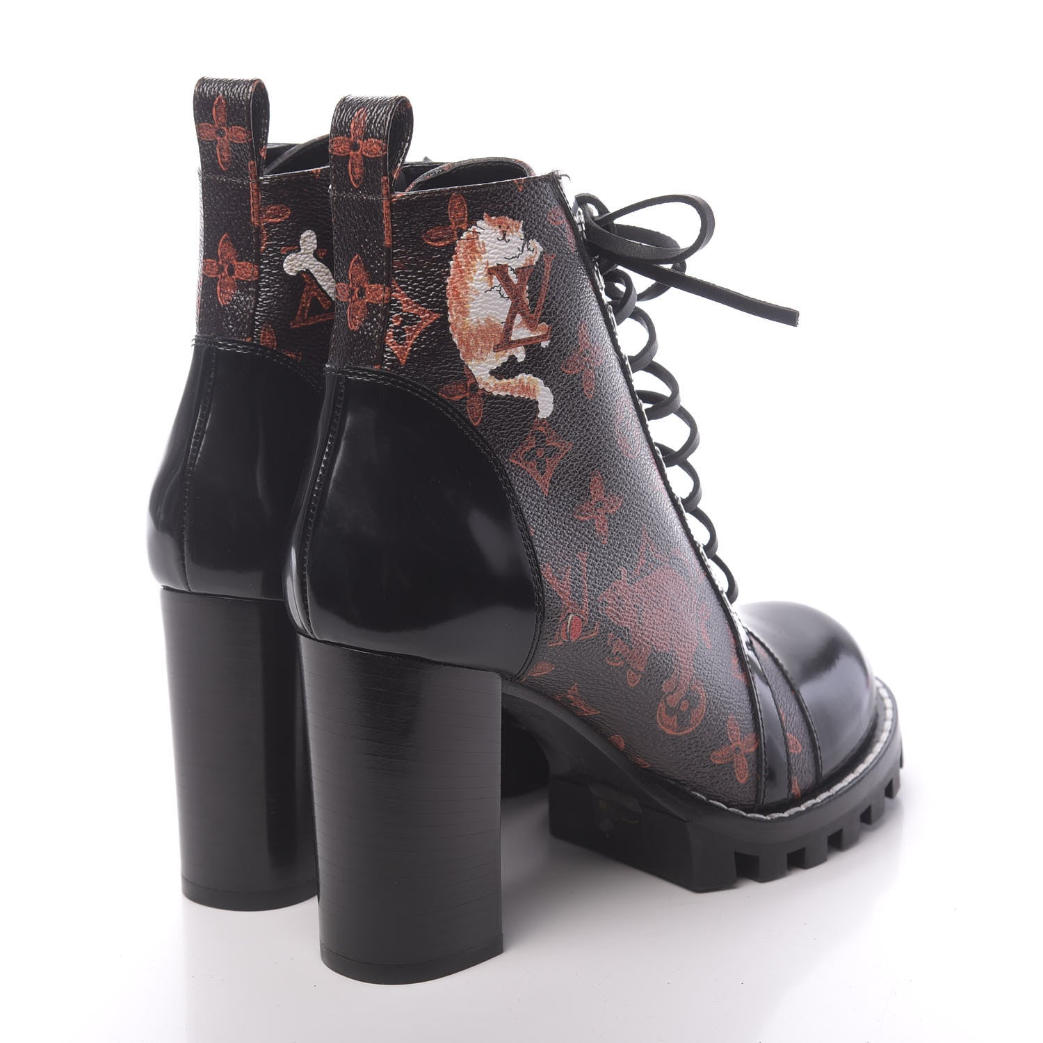 Louis Vuitton Patent Calfskin Catogram Star Trail Ankle Boots 41 Black Marron 4 of 9