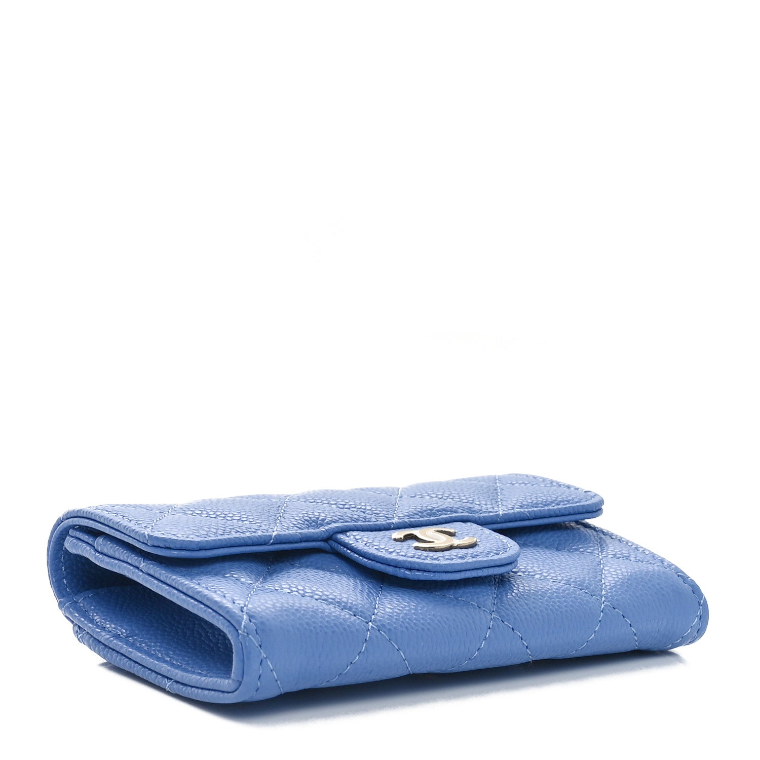 Chanel Caviar Quilted Flap Card Holder Wallet Blue 4 of 12