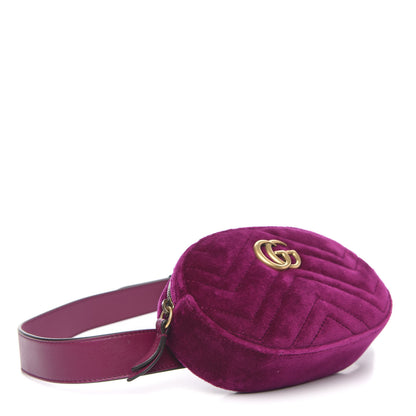 Gucci Velvet Matelasse GG Marmont Belt Bag 85 34 Fuchsia Violet Cyclamen 3 of 10