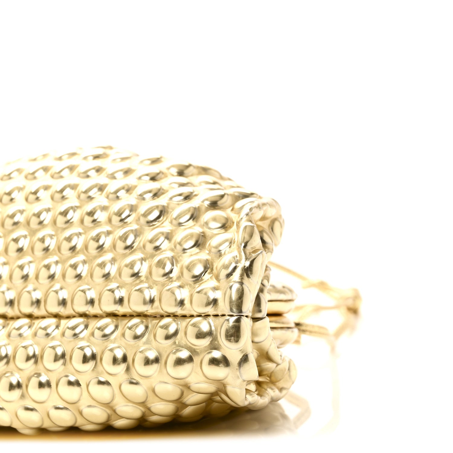Bottega Veneta Metallic Fabric Bubble Wrap The Mini Pouch Gold 9 of 9