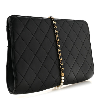 Chanel Lambskin Quilted Pearl Clutch Black 3 of 8