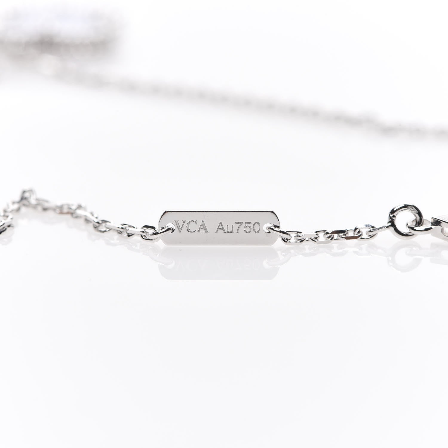 Van Cleef & Arpels 18K White Gold Chalcedony Vintage Alhambra Pendant Necklace 6 of 7