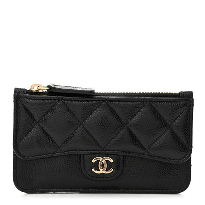 Chanel Caviar Quilted Flap Zip Card Holder Black 1 of 8