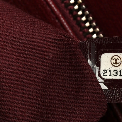 Chanel Patent Goatskin Quilted Small CC Eyelet Tote Burgundy 9 of 12
