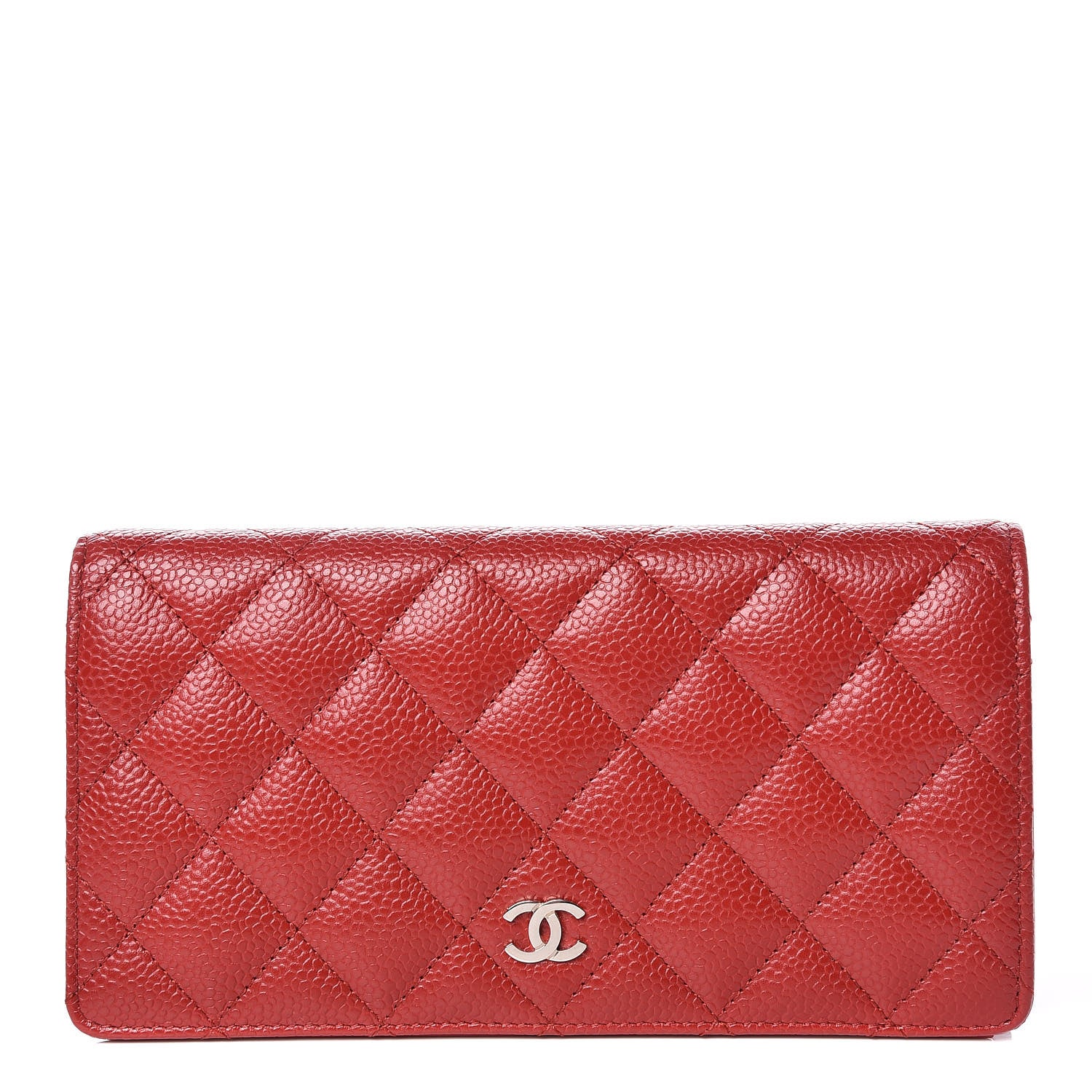 Chanel Caviar Quilted Yen Wallet Red 1 of 9