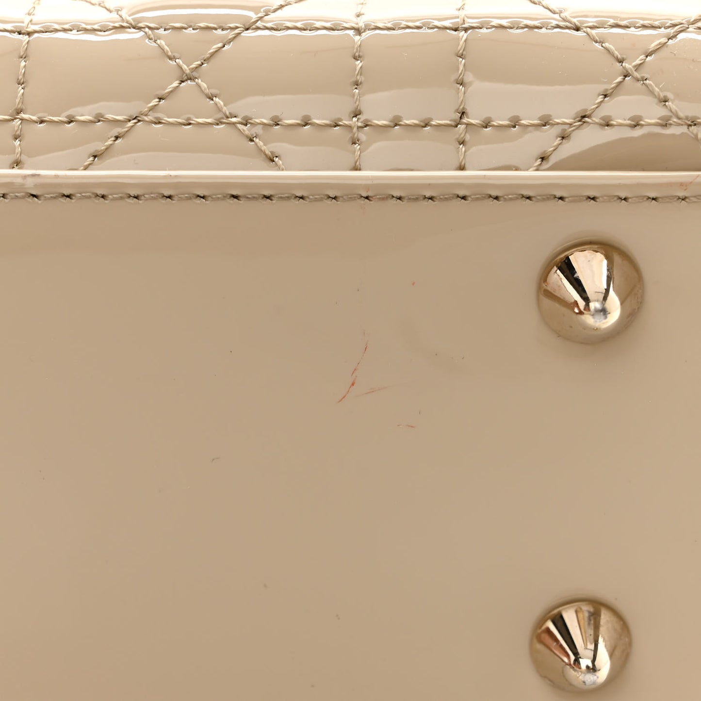 Patent Cannage Small Lady Dior Beige