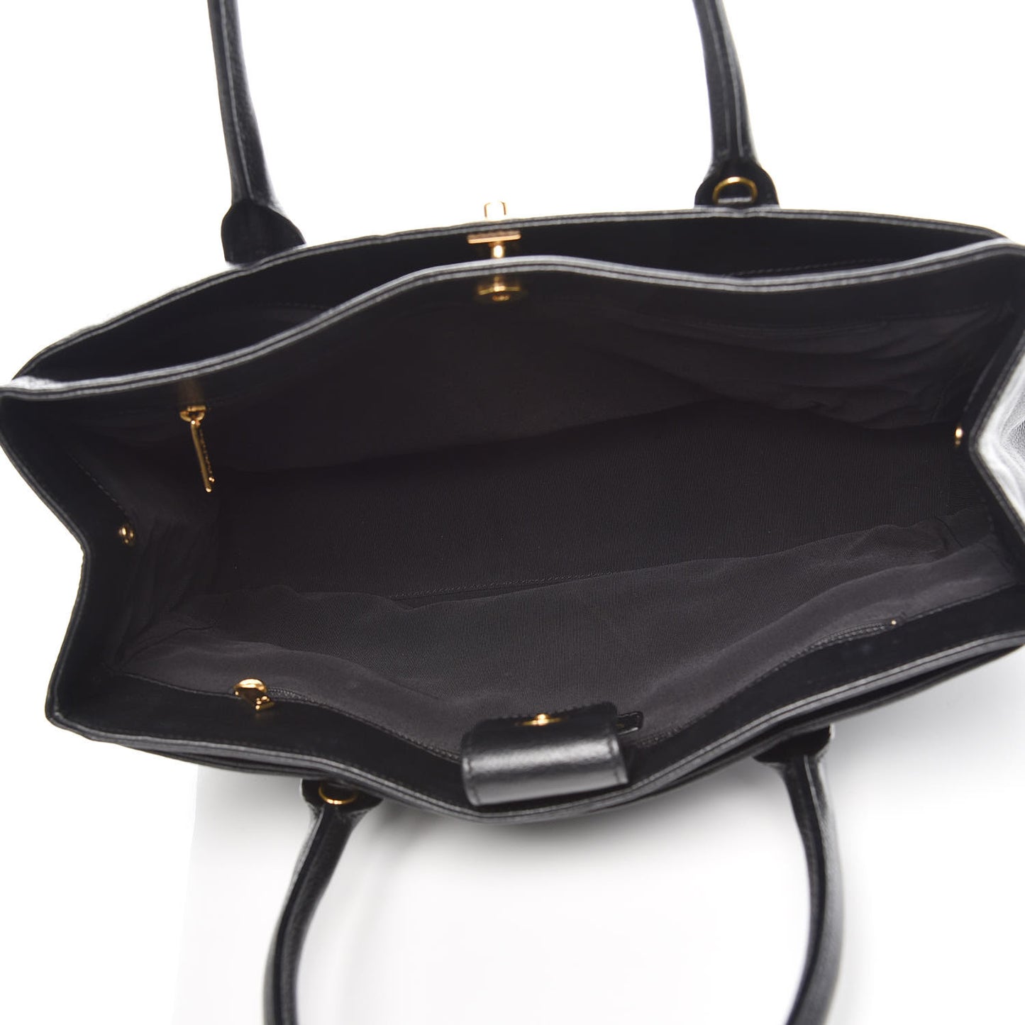 Calfskin Cerf Executive Shopper Tote Black