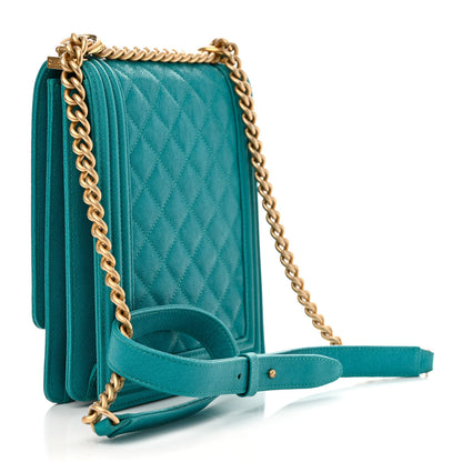 Chanel Caviar Quilted North South Boy Flap Turquoise 3 of 10