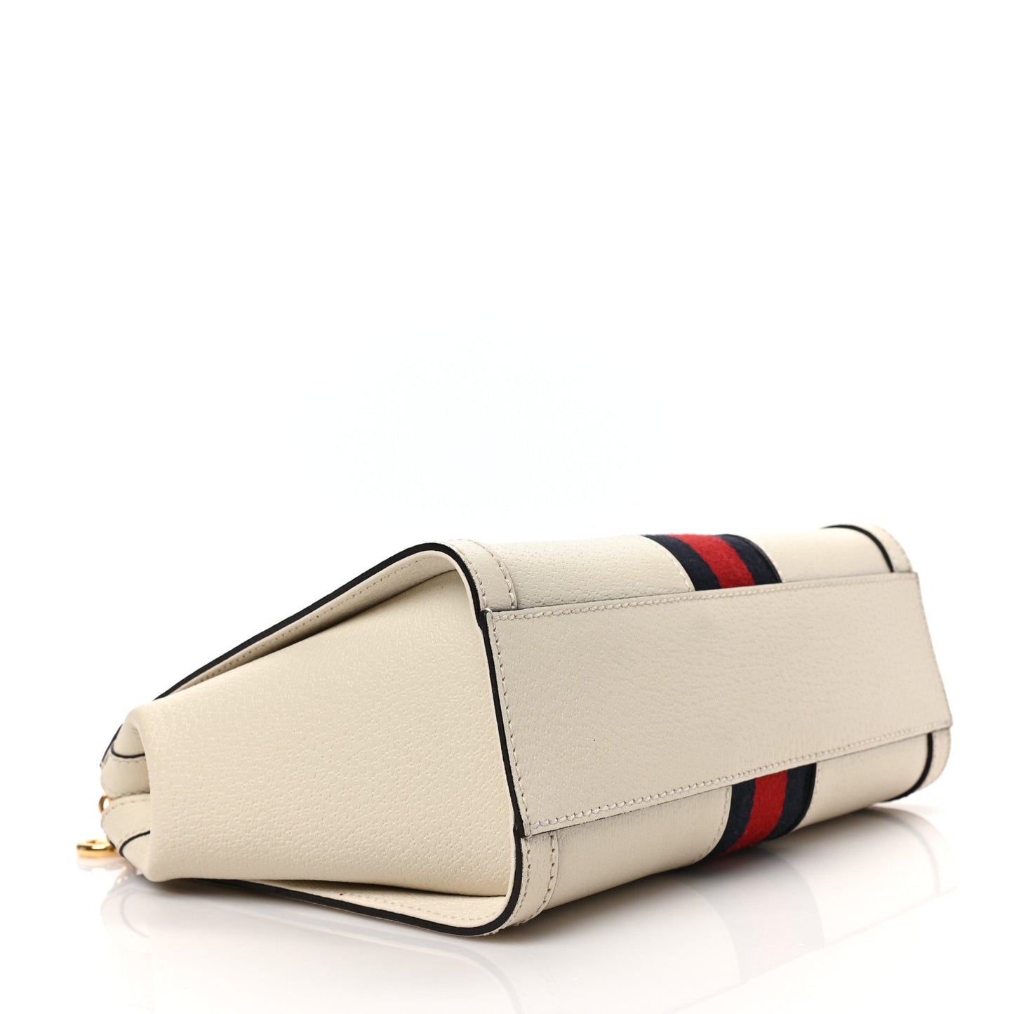 Textured Calfskin Web Small Ophidia Tote Bag Mystic White