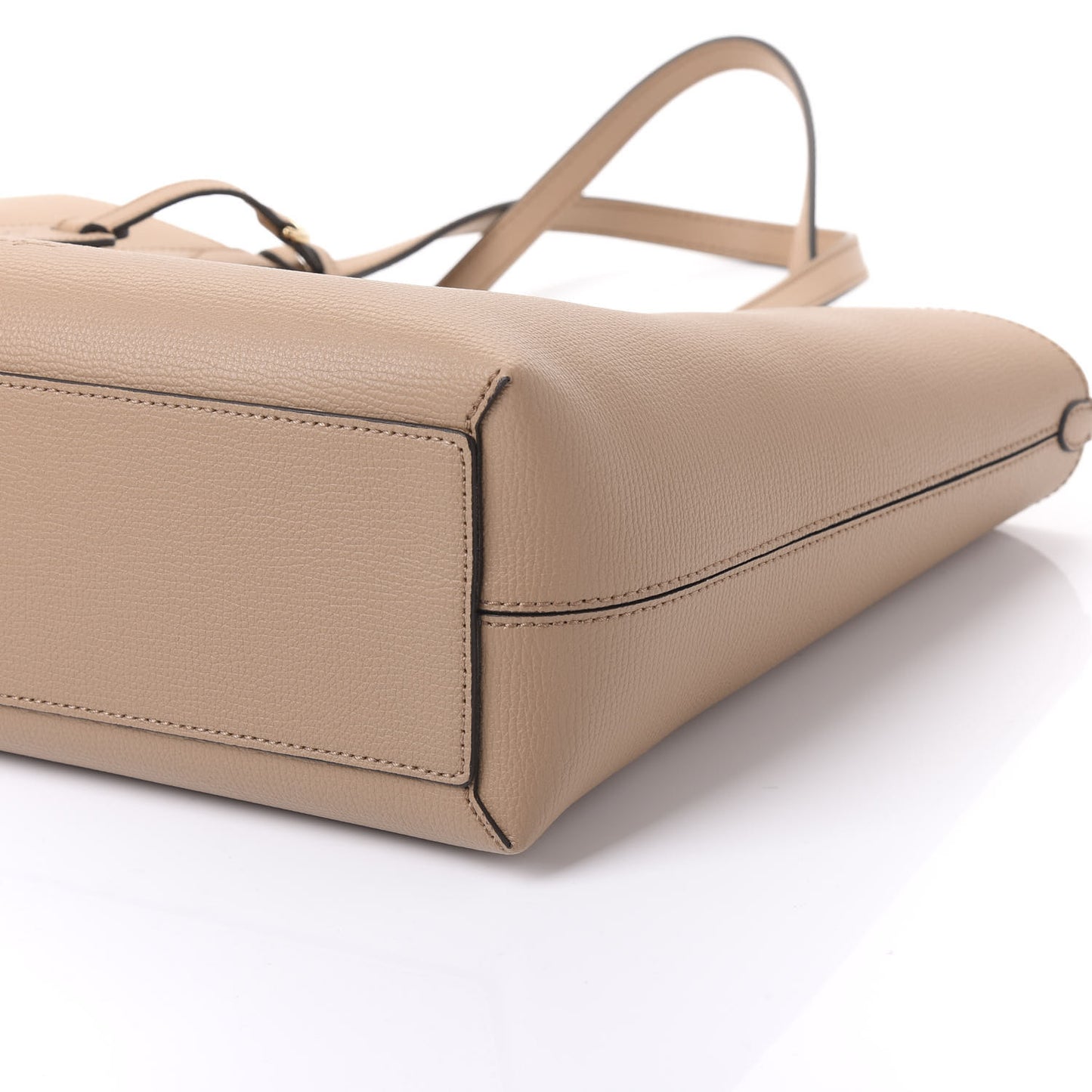 Grainy Calfskin Haymarket Check Small Reversible Tote Mid Camel