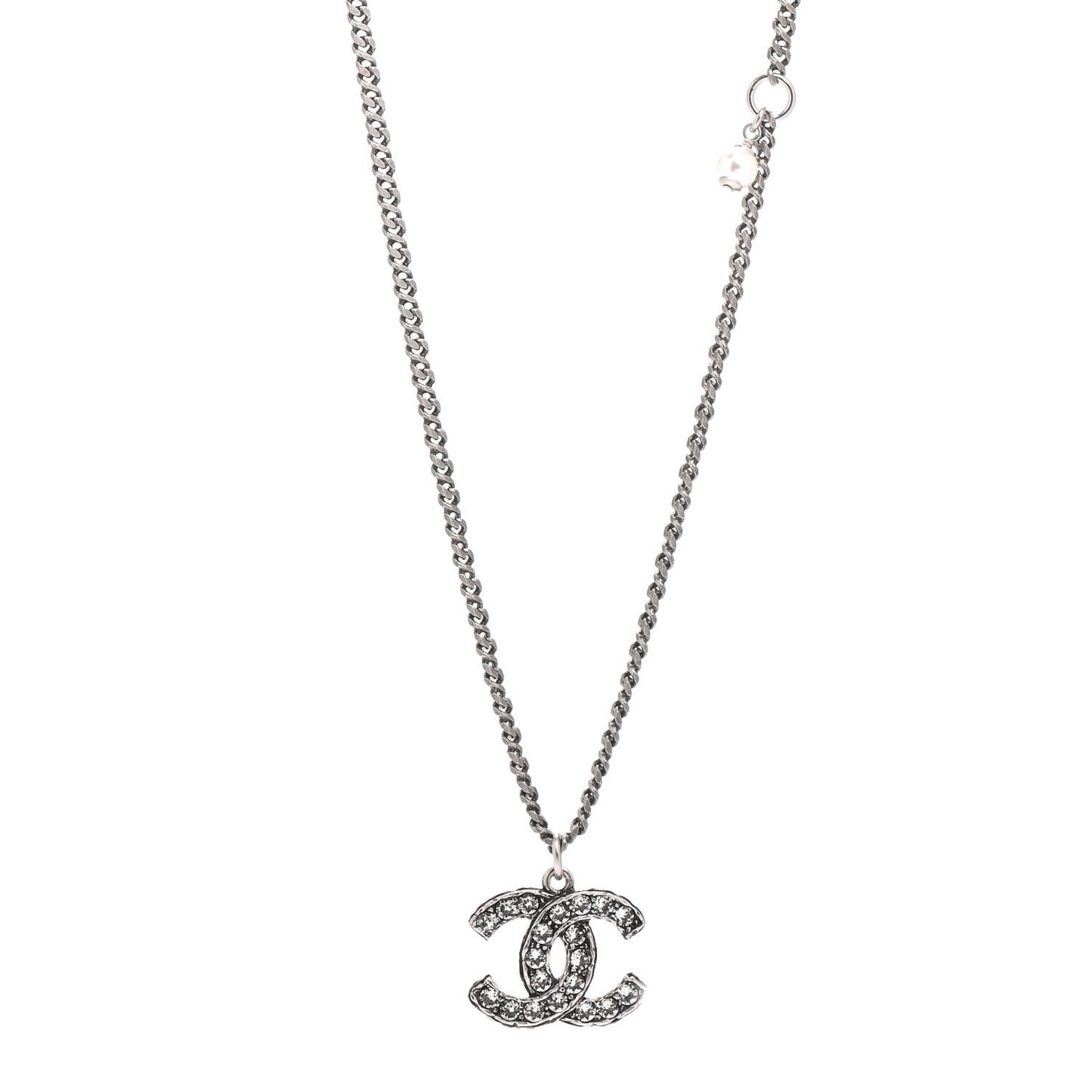 Crystal CC Necklace Ruthenium