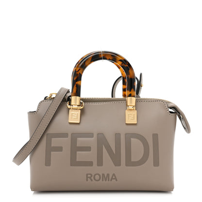 Fendi Vitello King Plexiglass Logo Embossed Mini By The Way Top Handle Boston Bag Tortora 1 of 10