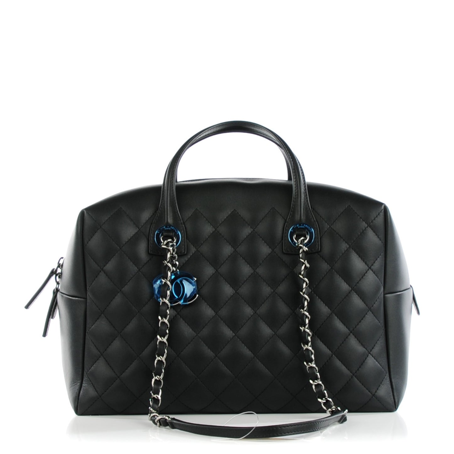 Calfskin Quilted Feather Weight Bowling Bag Black
