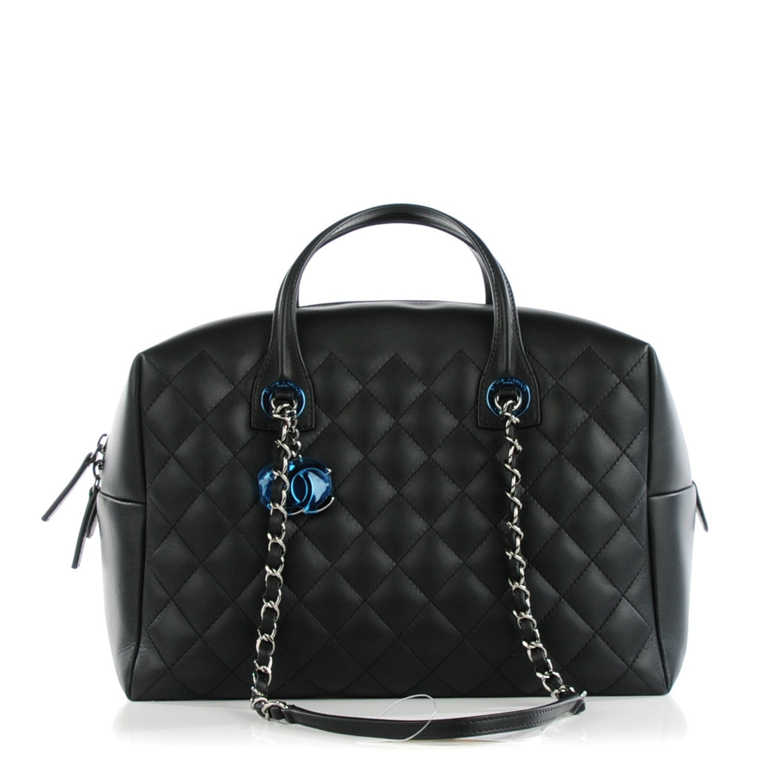 Chanel Calfskin Quilted Feather Weight Bowling Bag Black 1 of 9